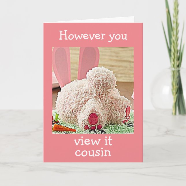 CARTES POUR FÊTES ANNUELLES BIG BUNNY BUTT EASTER SOUHAITANT "COUSIN" (Devant)
