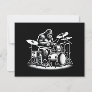 Cartes Pour Fêtes Annuelles Bigfoot Drummer Sasquatch Jouer Drums Musicien B