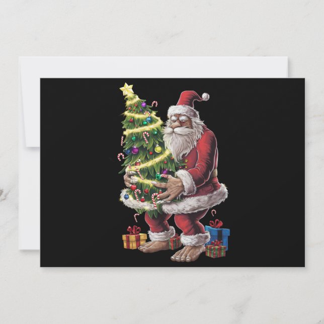 Cartes Pour Fêtes Annuelles Bigfoot Noël Arbre Lumières Noël Sasquatatch Amour (Devant)