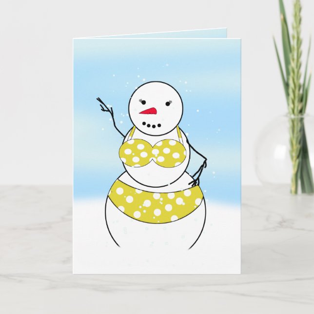 Cartes Pour Fêtes Annuelles Bikini Time Snowmen Bikini Girl (Devant)