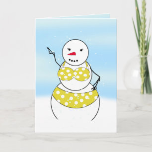 Cartes Pour Fêtes Annuelles Bikini Time Snowmen Bikini Girl