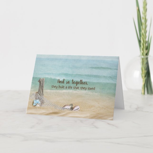 Cartes Pour Fêtes Annuelles bille de bois flotté anniversaire de la plage (Devant)