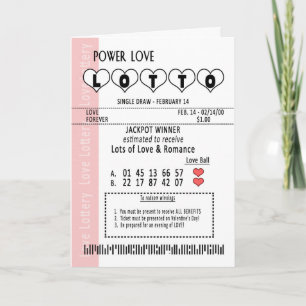 CARTES POUR FÊTES ANNUELLES BILLET DE LOTERIE DE LA JOURNÉE DE VALENTINE LOVE 