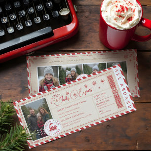 Cartes Pour Fêtes Annuelles Billet de Train Express du Pôle Nord Photo de Noël