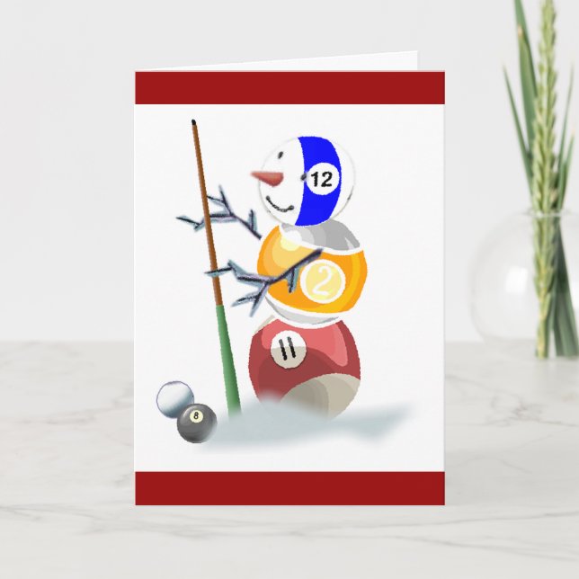 Cartes Pour Fêtes Annuelles Billiard Ball Snowman Noël (Devant)