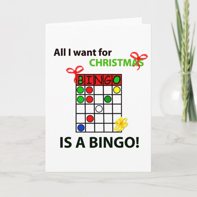 Cartes Pour Fêtes Annuelles BINGO Je veux un bingo pour Noël (Devant)