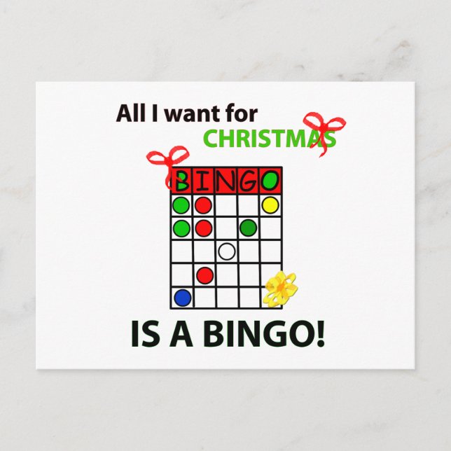 Cartes Pour Fêtes Annuelles BINGO Je veux un bingo pour Noël (Devant)