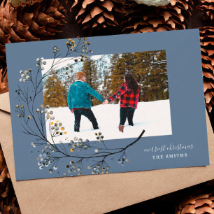 Cartes Pour Fêtes Annuelles Bio hiver naturel Bleu Joyeux Noël Photo
