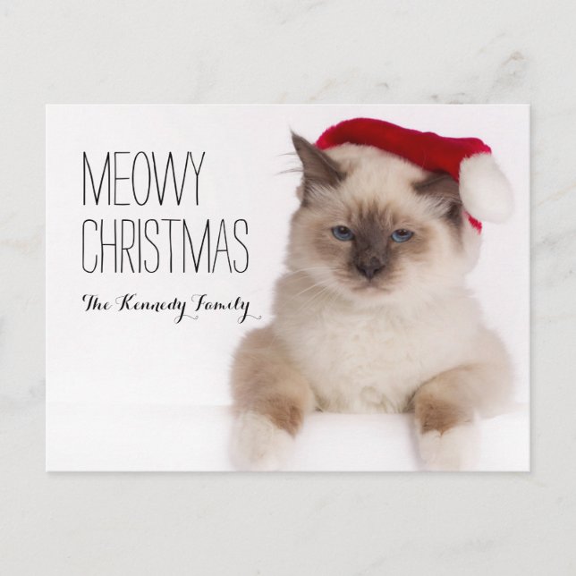 Cartes Pour Fêtes Annuelles Birman Cat Père Noël (Devant)