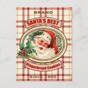 Cartes Pour Fêtes Annuelles Biscuit vintage de pain d'épice de Père Noël de