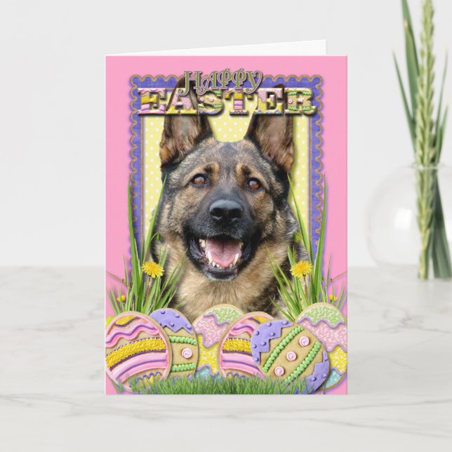 Cartes Pour Fêtes Annuelles Biscuits d'oeuf de pâques - berger allemand (Devant)