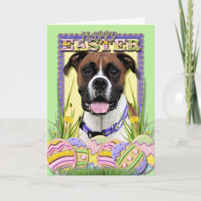 Cartes Pour Fêtes Annuelles Biscuits d'oeuf de pâques - boxeur (Devant)