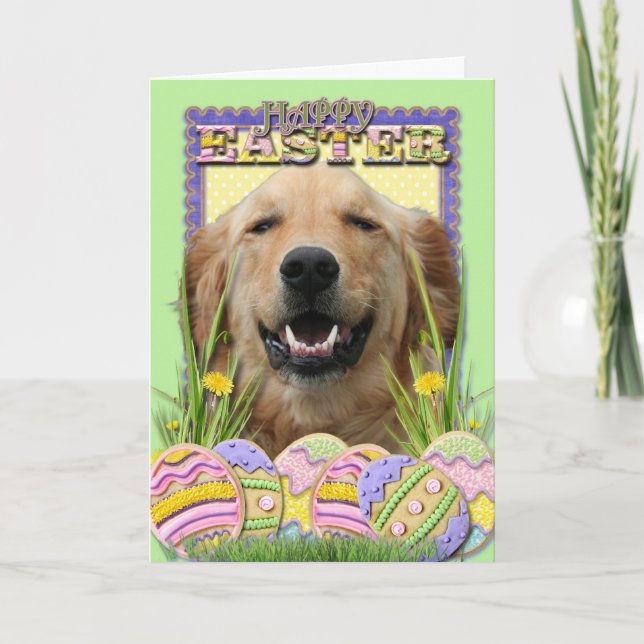 Cartes Pour Fêtes Annuelles Biscuits d'oeuf de pâques - golden retriever (Devant)