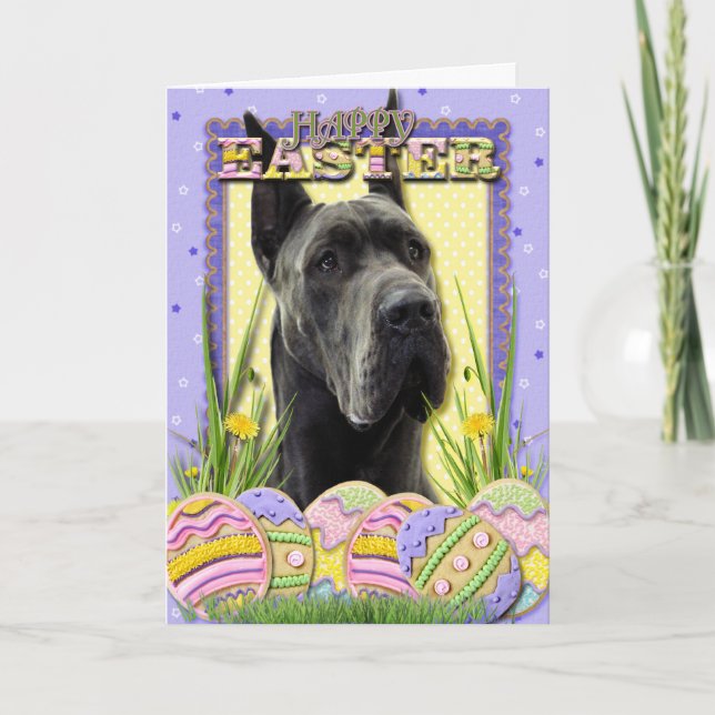 Cartes Pour Fêtes Annuelles Biscuits d'oeuf de pâques - great dane - gris (Devant)