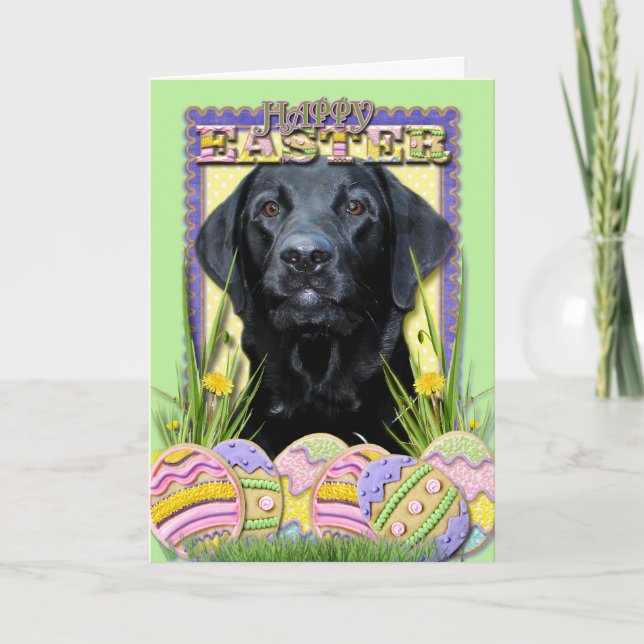Cartes Pour Fêtes Annuelles Biscuits d'oeuf de pâques - Labrador - noir (Devant)