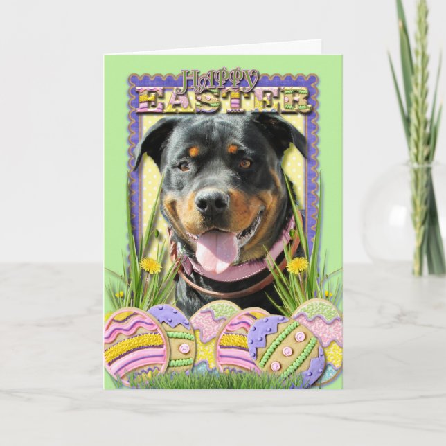 Cartes Pour Fêtes Annuelles Biscuits d'oeuf de pâques - rottweiler (Devant)