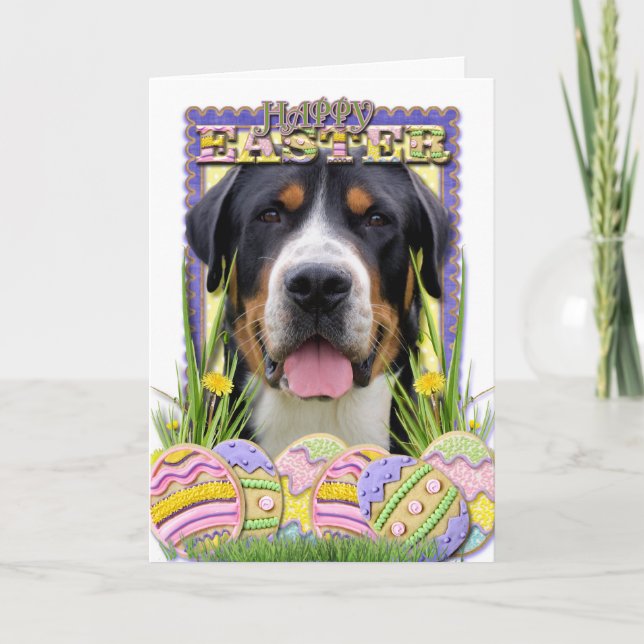 Cartes Pour Fêtes Annuelles Biscuits d'oeuf de pâques - un plus grand chien (Devant)