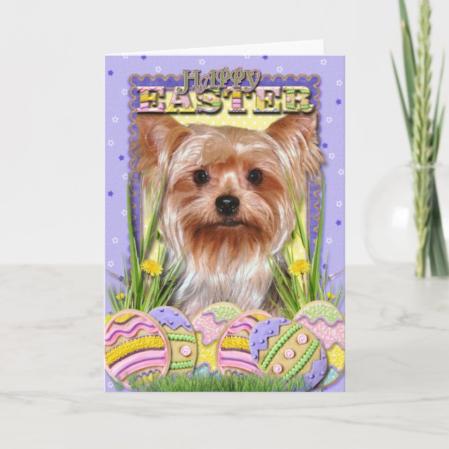 Cartes Pour Fêtes Annuelles Biscuits d'oeuf de pâques - Yorkshire Terrier (Devant)