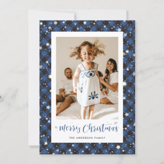 Cartes Pour Fêtes Annuelles Bison bleu joyeux en plastique photo Joyeux Noël