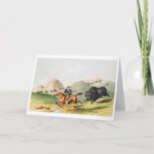 Cartes Pour Fêtes Annuelles Bison hunting scene, 1845