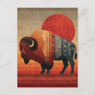 Cartes Pour Fêtes Annuelles Bison stylisé avec Motifs amérindiens