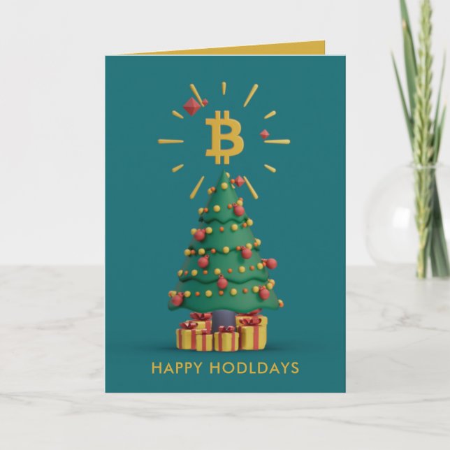 Cartes Pour Fêtes Annuelles Bitcoin Happy Hodldays Cryptomonnaie Moderne (Devant)