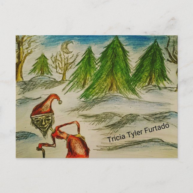 Cartes Pour Fêtes Annuelles Bizarre peinture père Noël (Devant)