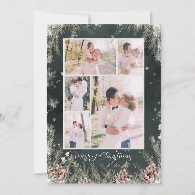 Cartes Pour Fêtes Annuelles Black and White Photo Christmas Card (Devant)