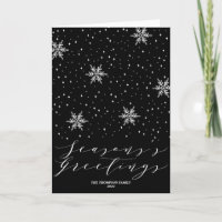 Black and White Snowflake Seasons Greeting Christm
