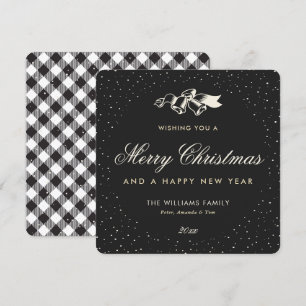 Cartes Pour Fêtes Annuelles Black Buffalo Plaid Neige Classique Élégant