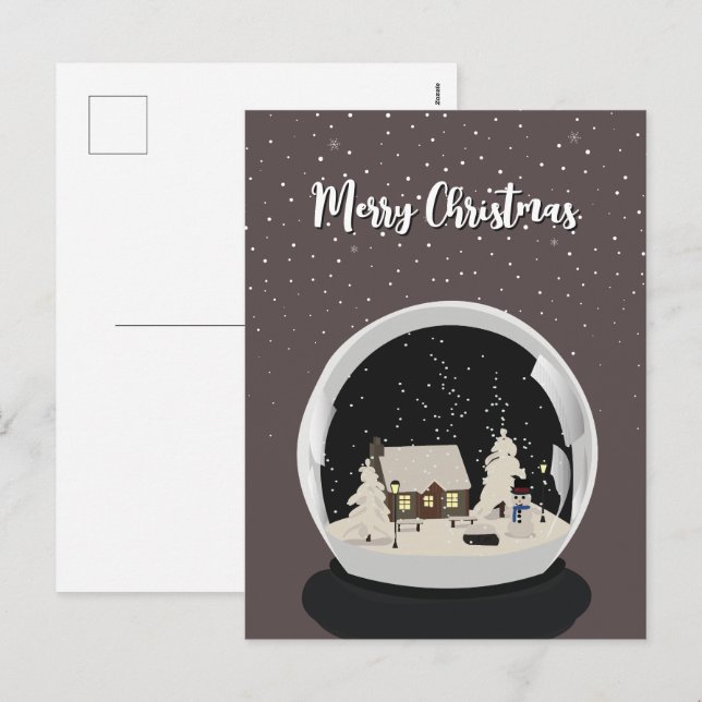 Cartes Pour Fêtes Annuelles Black Christmas Snow globe (Devant / Derrière)