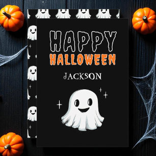Cartes Pour Fêtes Annuelles Black Cute Ghost Éffrayant Custom Happy Halloween