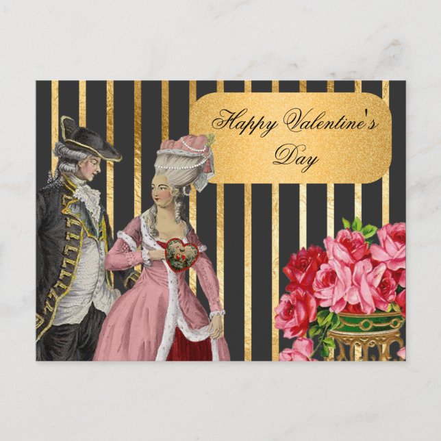 Cartes Pour Fêtes Annuelles Black et Gold Marie Antoinette Valentine (Devant)