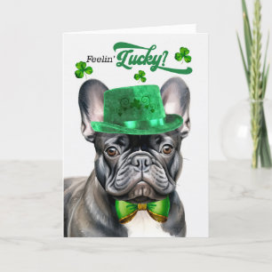 Cartes Pour Fêtes Annuelles Black French Bulldog Lucky St Patrick's Day