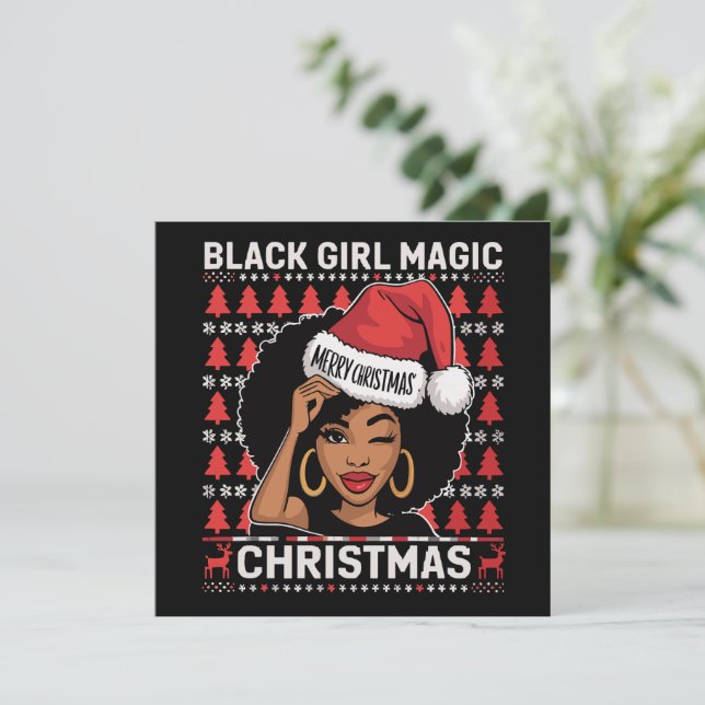 Cartes Pour Fêtes Annuelles Black Girl Magic Joyeux Noël Africain Américain (Debout devant)
