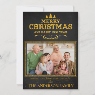 Cartes Pour Fêtes Annuelles Black Gold Joyeux Noël Bonne année photo