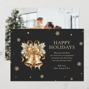 Cartes Pour Fêtes Annuelles Black Gold Noël cloches Snowflon Photo