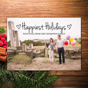 Cartes Pour Fêtes Annuelles Black Happest Holidays Photo Flat Card