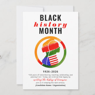 Cartes Pour Fêtes Annuelles Black History Month Centennial Formal Patriotic
