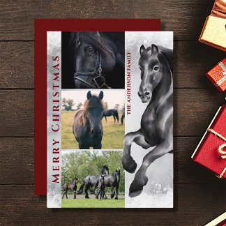 Cartes Pour Fêtes Annuelles Black Horse 3 PHOTO Snowy Joyeux Noël
