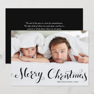 Cartes Pour Fêtes Annuelles Black Joyeux Noël Whimsical Script Photo