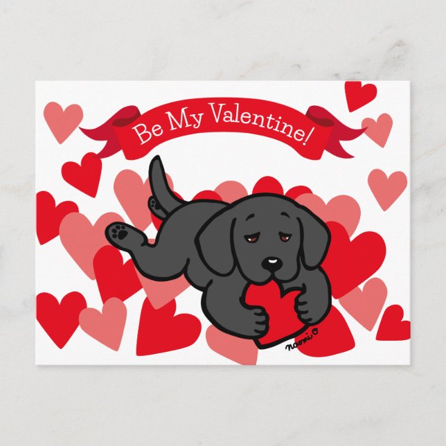 Cartes Pour Fêtes Annuelles Black Lab Chiot Coeur Cheval Valentine (Devant)