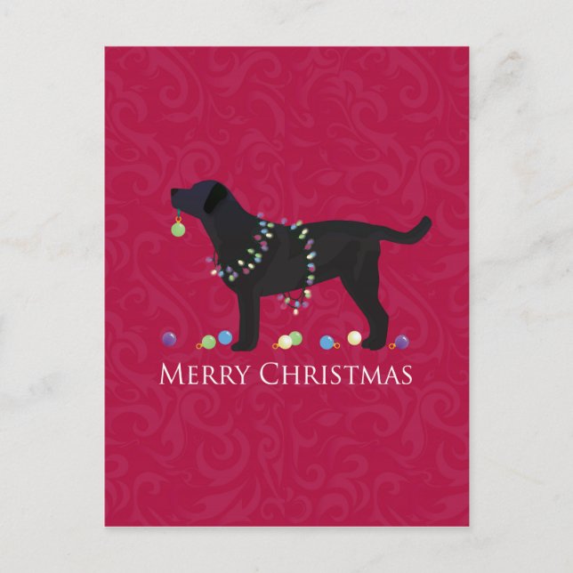 Cartes Pour Fêtes Annuelles Black Lab Joyeux Noël Design (Devant)