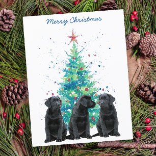 Cartes Pour Fêtes Annuelles Black Lab Joyeux Noël Labrador mignon Chien chiot