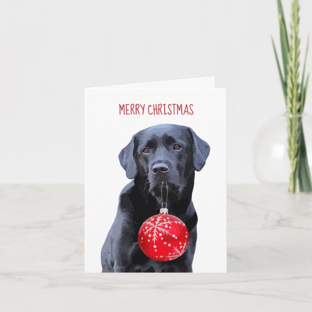 Cartes Pour Fêtes Annuelles Black Lab Joyeux Noël - Labrador mou Chien (Devant)