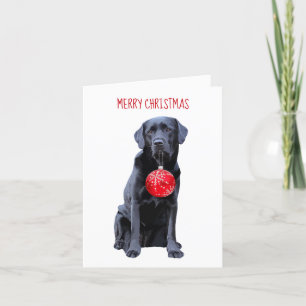 Cartes Pour Fêtes Annuelles Black Lab Joyeux Noël - Labrador Puppy Cute Chien