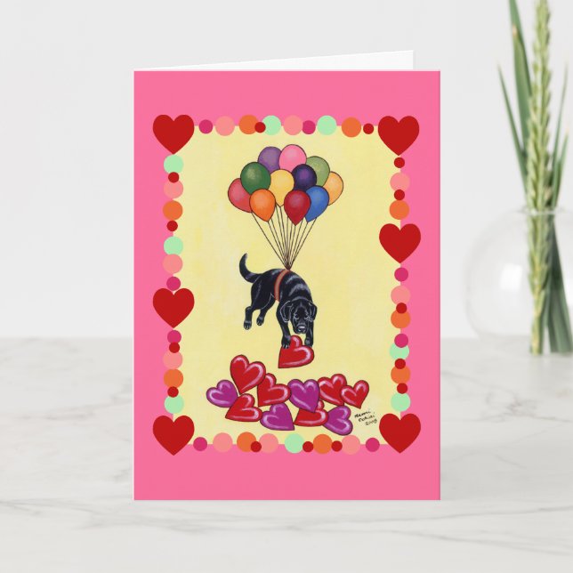 Cartes Pour Fêtes Annuelles Black Labrador collection LOVE (encadré) (Devant)