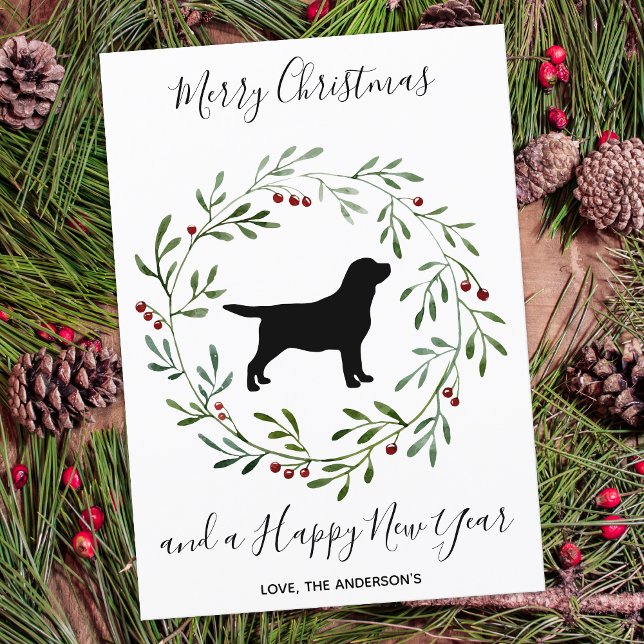 Cartes Pour Fêtes Annuelles Black Labrador Elegant Chien Joyeux Noël (Créateur téléchargé)