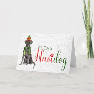 Cartes Pour Fêtes Annuelles Black Labrador Funny Fleas Navidog Noël