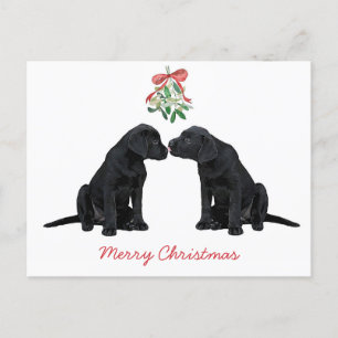 Cartes Pour Fêtes Annuelles Black Labrador Mistletoe mignon Chien Chien Chien 